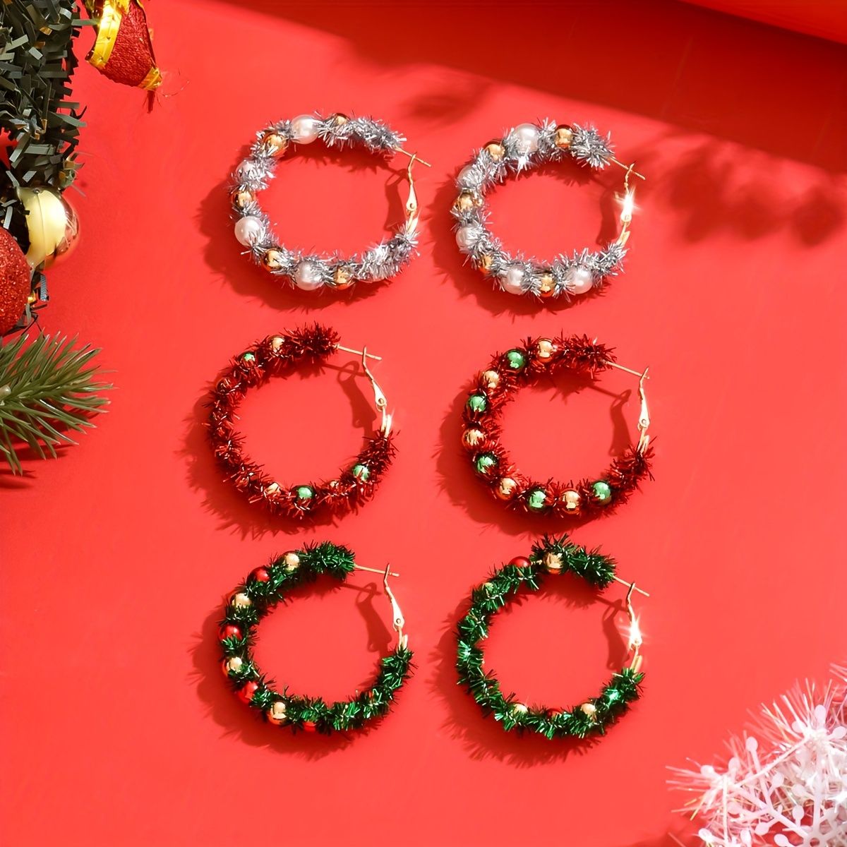 Festive Holiday Hoop Earrings Set