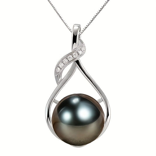 "Gifts for Women Wife-Tahitian-Black-Pearl-Necklace-Gift for Wife Wedding Birthday Anniversary Jewelry-Mom Girlfriend Her Mothers Day Gifts for Mom Women Valentines Day Christmas Day Gifts"