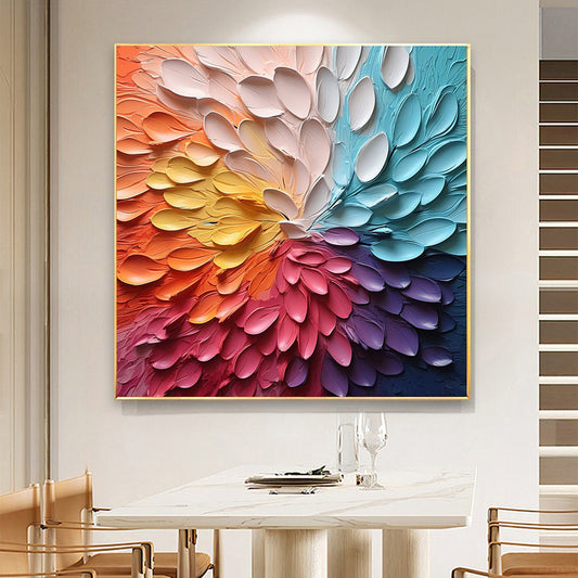 Hand Painted Original Textured Flower Oil Painting On Canvas Large Wall Art Abstract Minimalist Art Custom Painting Colorful Wall Art Decor Living Room Art