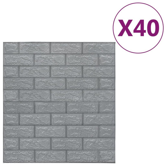 3D Wallpaper Bricks Self-adhesive 40 pcs Anthracite