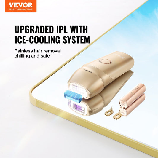 VEVOR IPL Hair Removal, Permanent Hair Removal with Ice Cooling System for Women Men, Auto/Manual Modes & 5 Levels, Painless At-Home Hair Removal Device for Legs, Arms, Armpits, Bikini Line