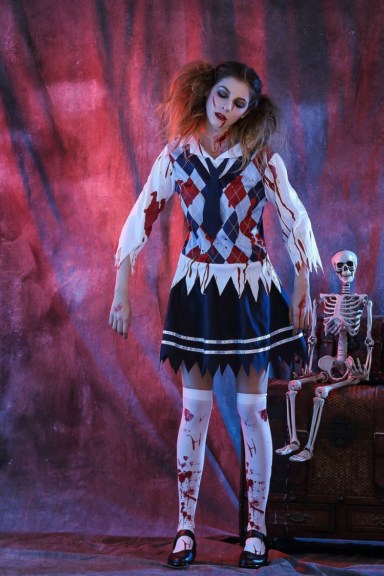 Womens Nurse Costume Zombie Bloody Hospital Halloween  Costume