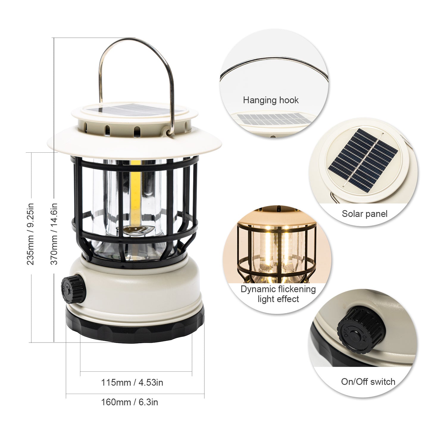 Wanjo Solar Camping Lantern for Outdoor, Vintage Decorative Retro Horse Lamp with Multifunctional Whistle, Eco-Friendly Garden Light,Rechargeable Camping Lights, Portable Gear for Camping Travel