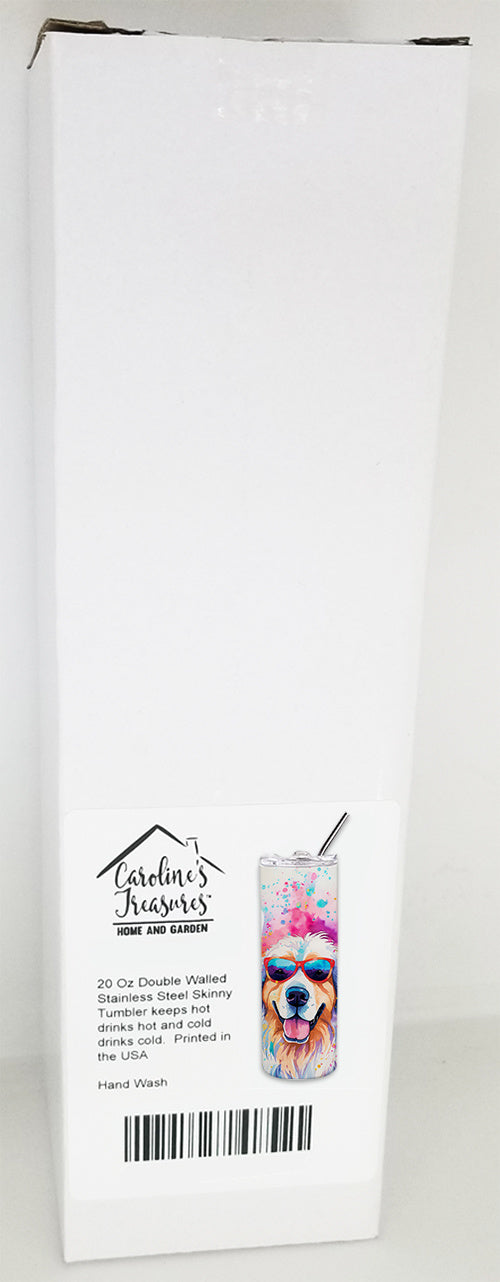 Great Pyrenees Hippie Dawg Stainless Steel Skinny Tumbler Vacuum Double Walled Reusable Insulated Tumbler Travel Cup for Coffee Cocktails Gift with Lid, 20 oz