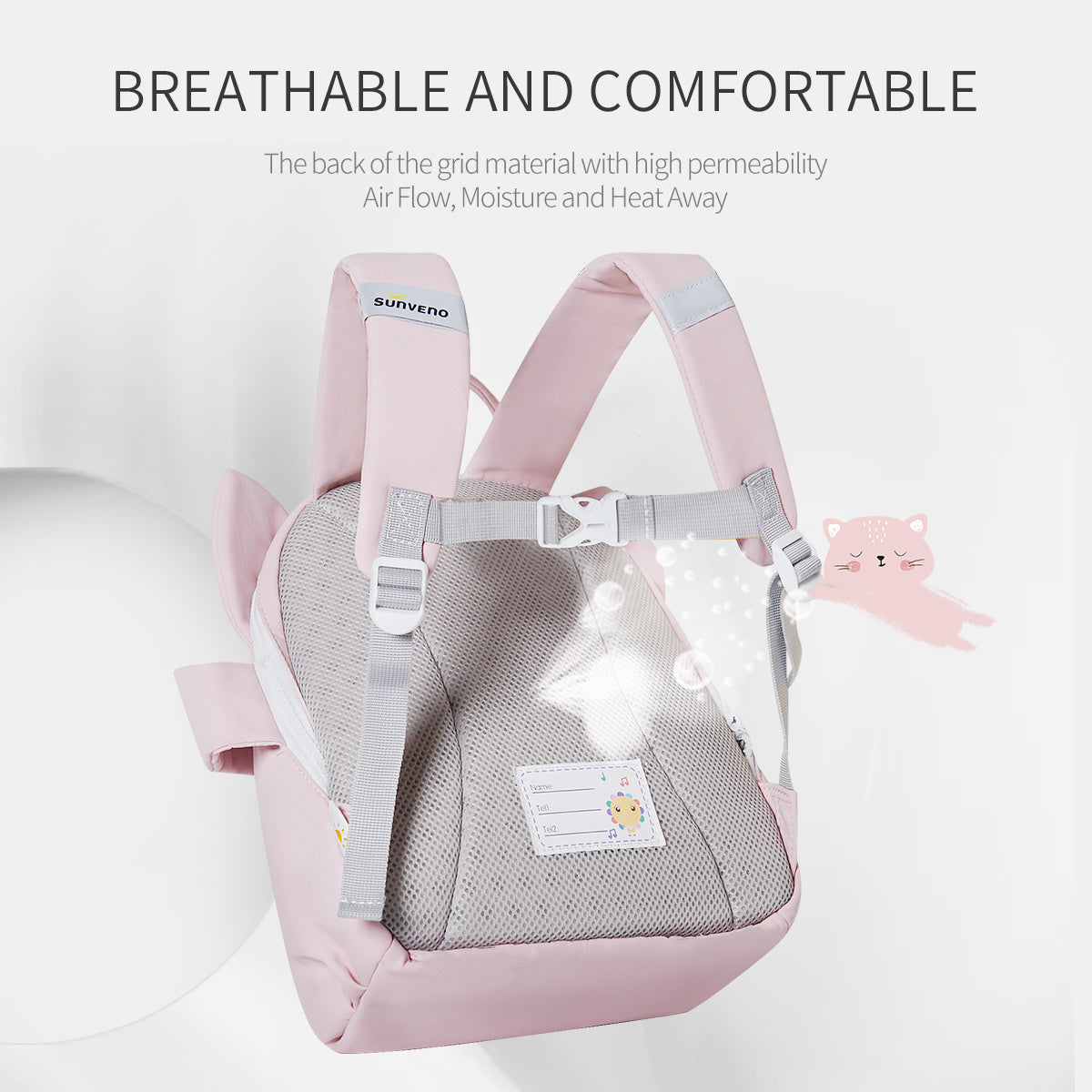 SUNVENO Children's Backpack Kindergarten Shoulder Bag For Kids 2-6 Years Carton Design, Cute Pet Series