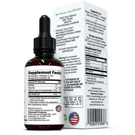 CO2 Extracted Milk Thistle Seed Oil 100% Potent Liver Support Milk Thistle Oil Rich in Silymarin Zinc Omegas Tocopherols Pure Milk Thistle Drops 2 Fl Oz