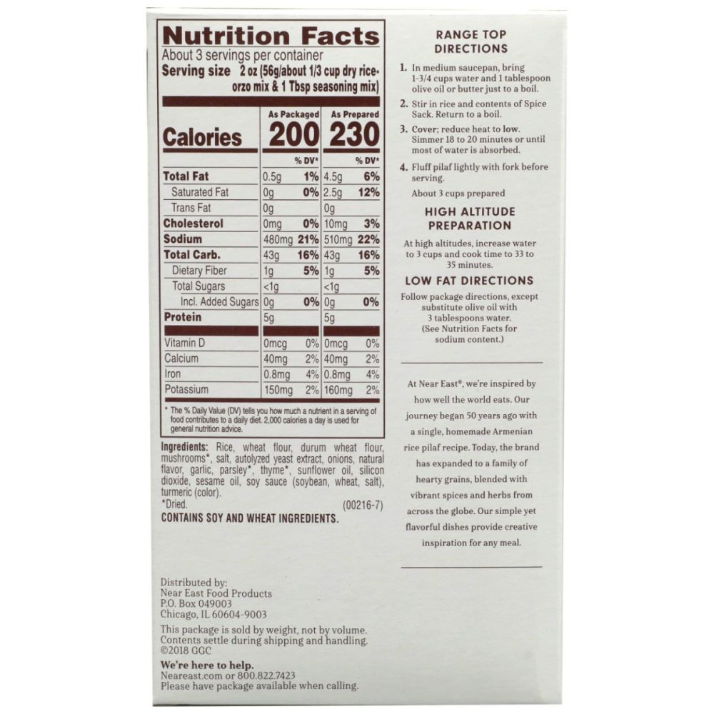 NEAR EAST: Rice Pilafs and Blends Mushroom and Herb, 6.3 oz