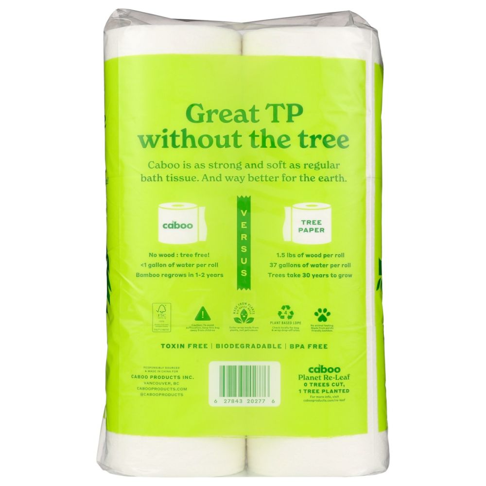 CABOO: Tree Free Bamboo Toilet Paper 12Pk 300 Sheets, 1 ea