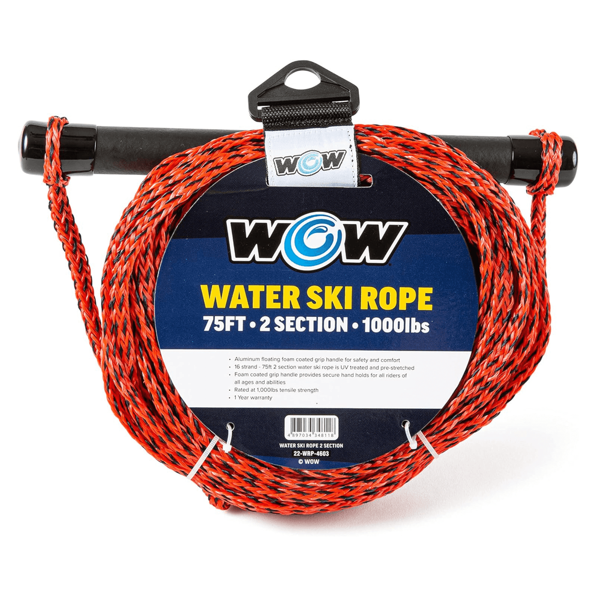 WOW Watersports 75ft 2-Section UV Treated Water Ski Rope