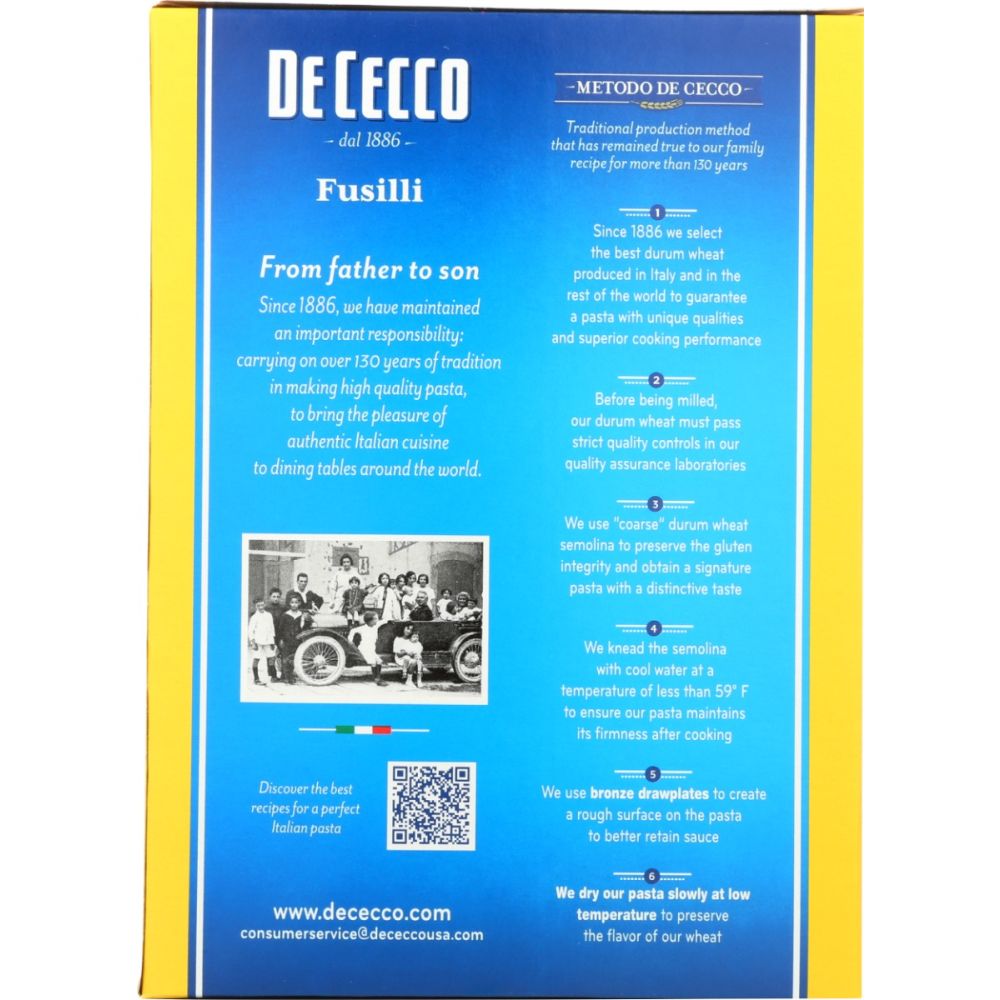 DE CECCO: Fusilli No 34 Pasta, 16 oz