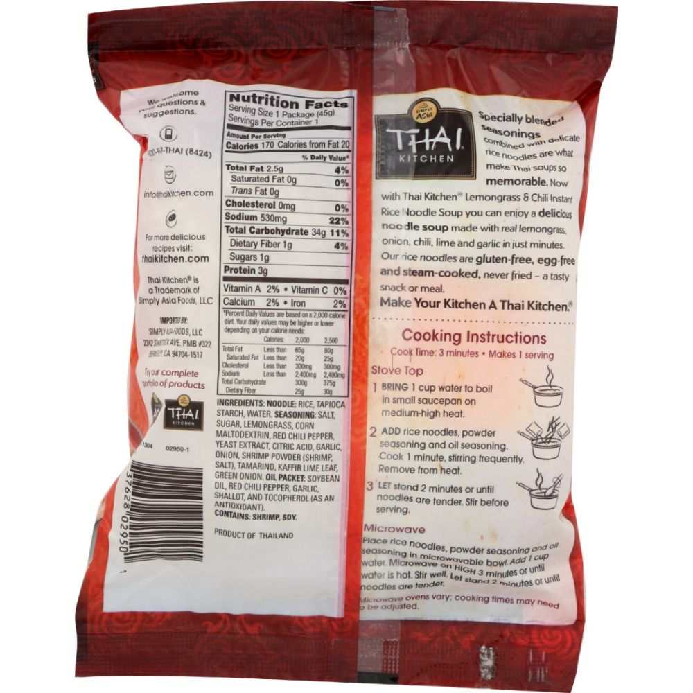 Thai Kitchen Gluten Free Lemongrass & Chili Rice Noodle Soup - 1.6 oz