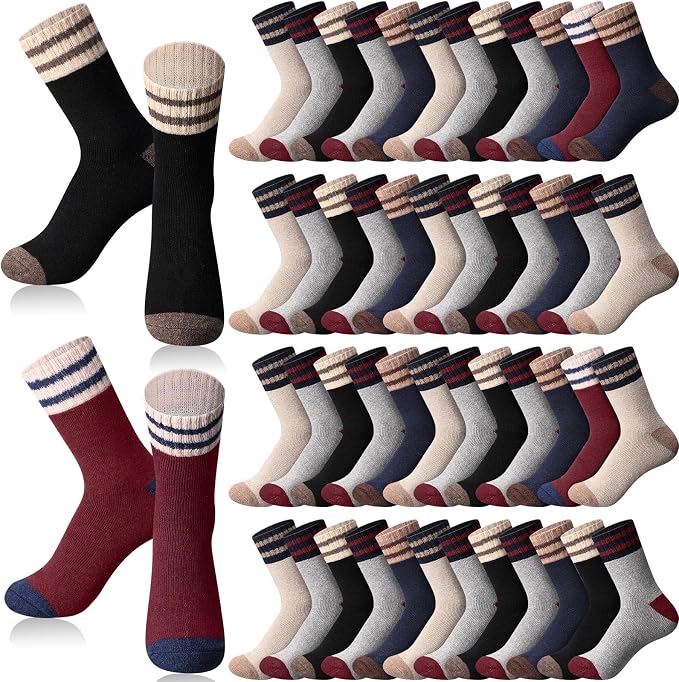 Hicarer 50 Pairs Warm Cotton Vintage Thermal Socks for Women Men