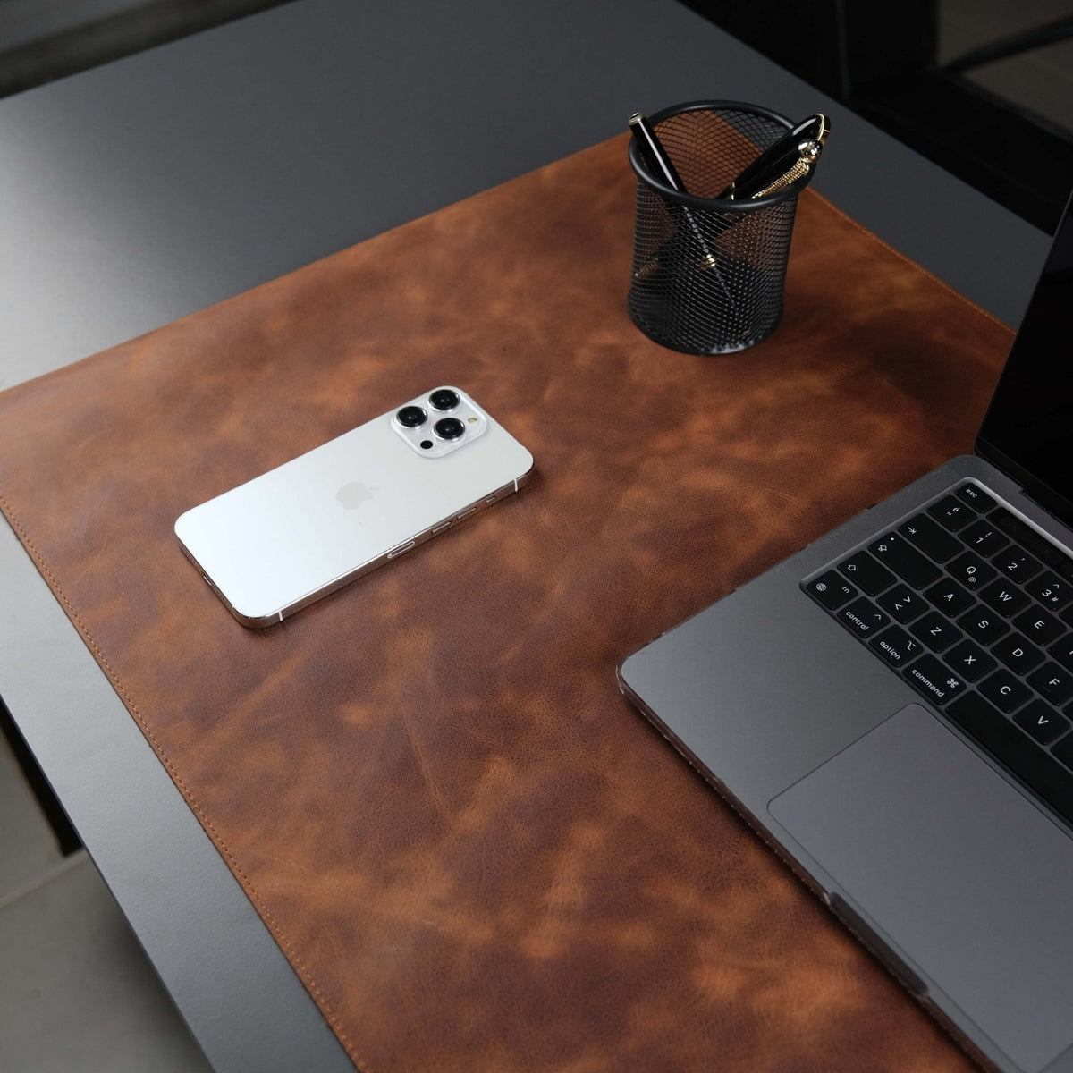 Jersey Antic Tan Leather Desk Pad for Office and Home