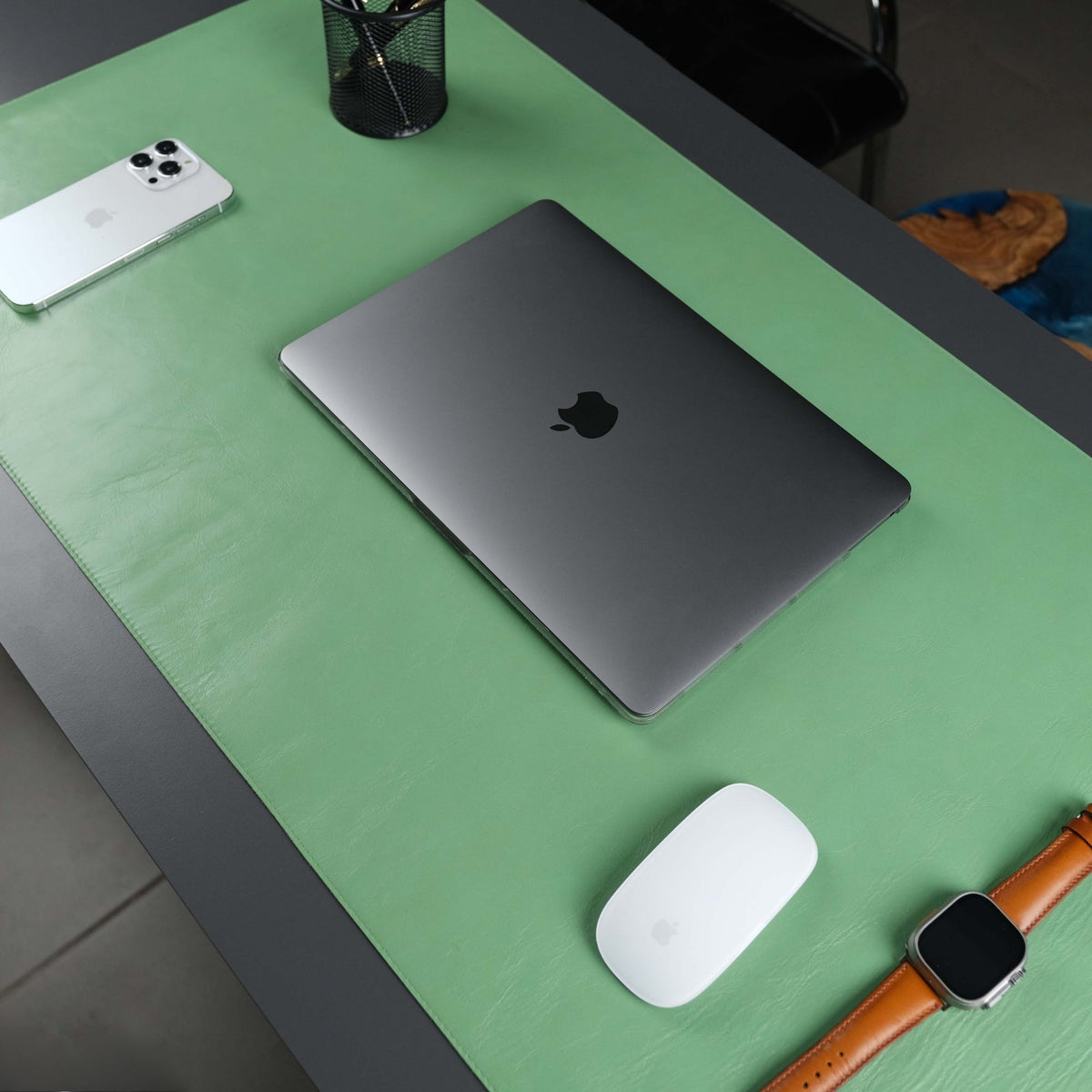 Jersey Green Leather Desk Pad for Office and Home
