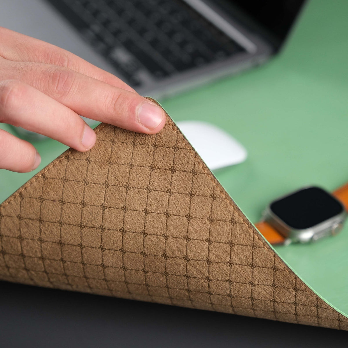 Jersey Green Leather Desk Pad for Office and Home