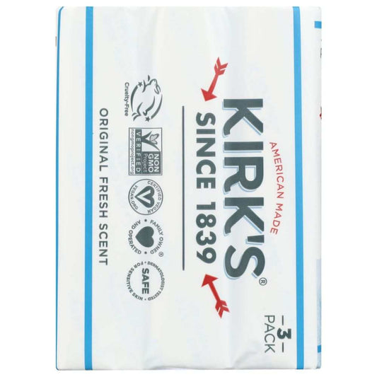 KIRKS: Original Fresh Scent - Bar Soap 3Pk, 12oz | Clean Gentle & Fresh
