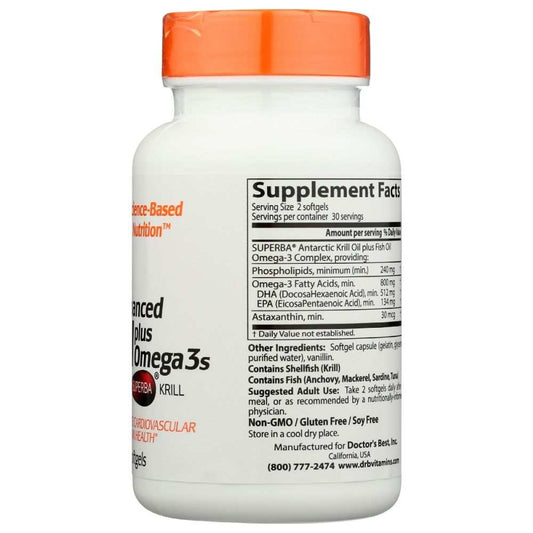 Doctor's Best Krill Plus Omega3s - Antarctic Krill Oil with DHA & EPA