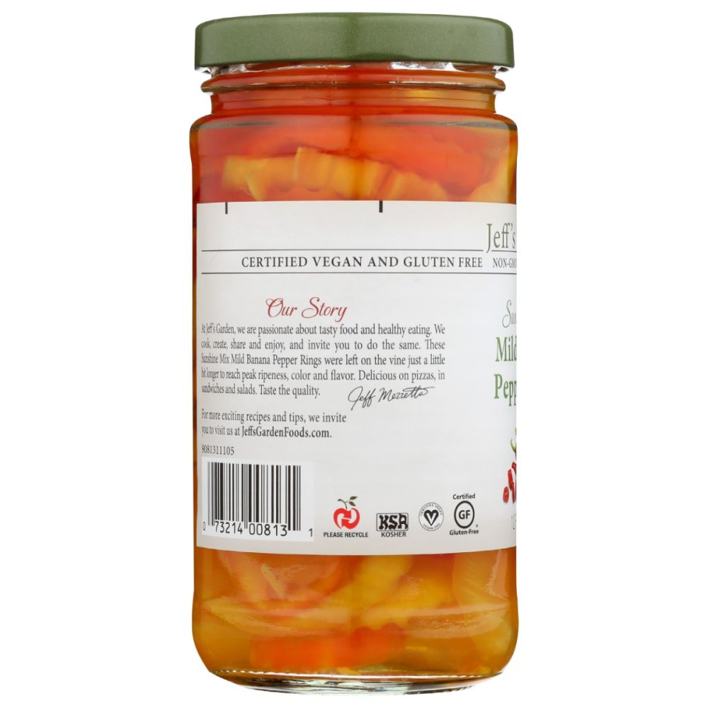 JEFFS NATURALS: Sunshine Mix Mild Banana Pepper Rings, 12 fl oz