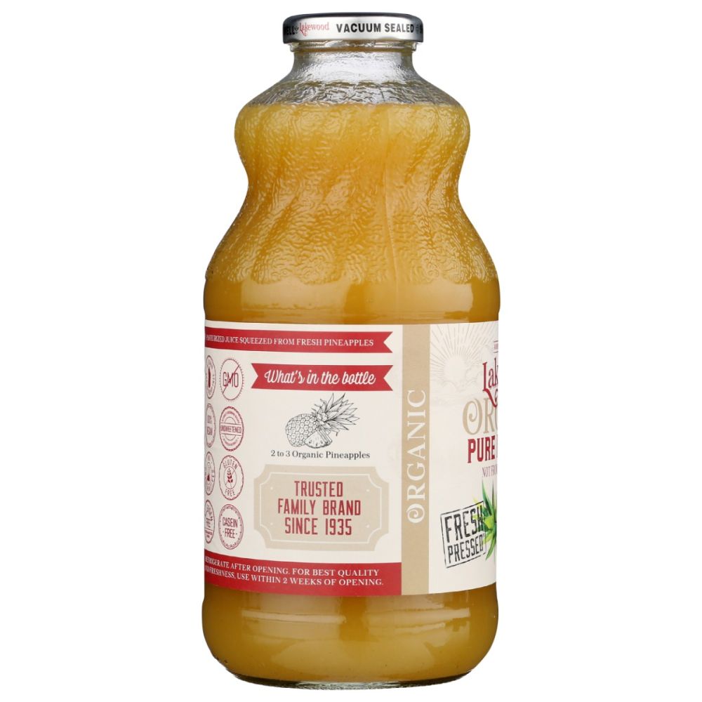 LAKEWOOD: Organic Pure Pineapple Juice, 32 fo