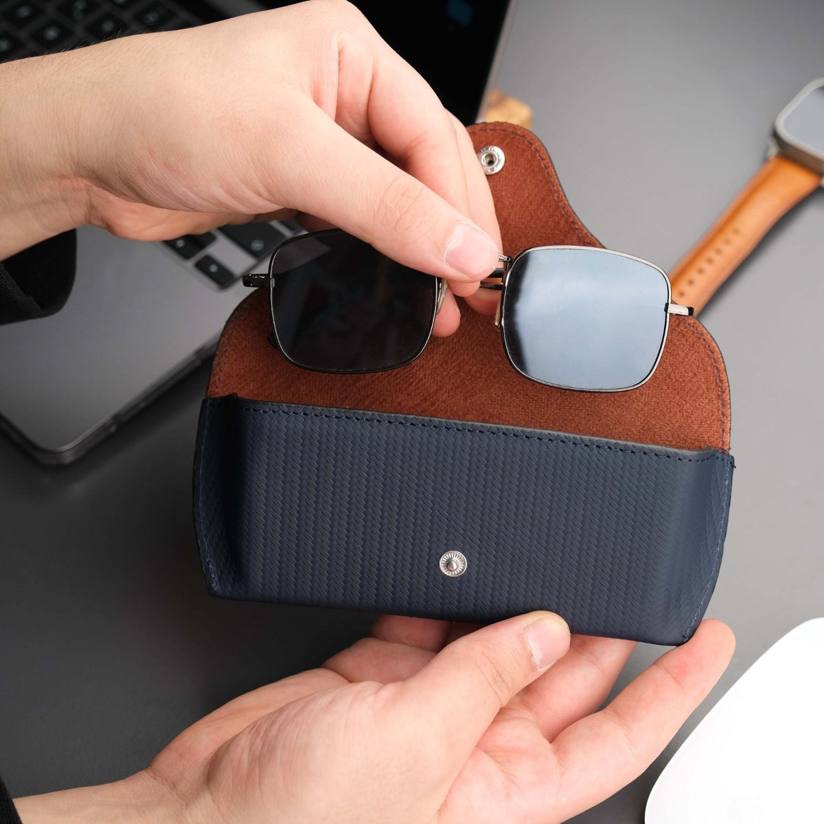 Rochester Full-Grain Leather Eyeglass Case