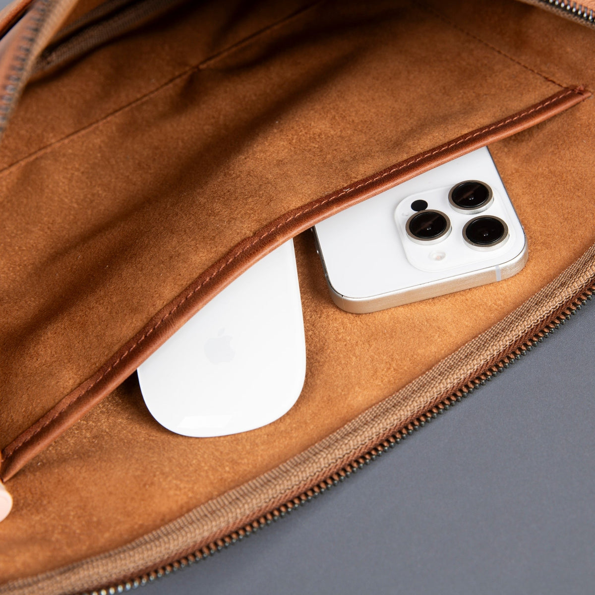 Seward Leather Laptop Bag with Shoulder Strap - MacBook Sleeve 14" & 16"