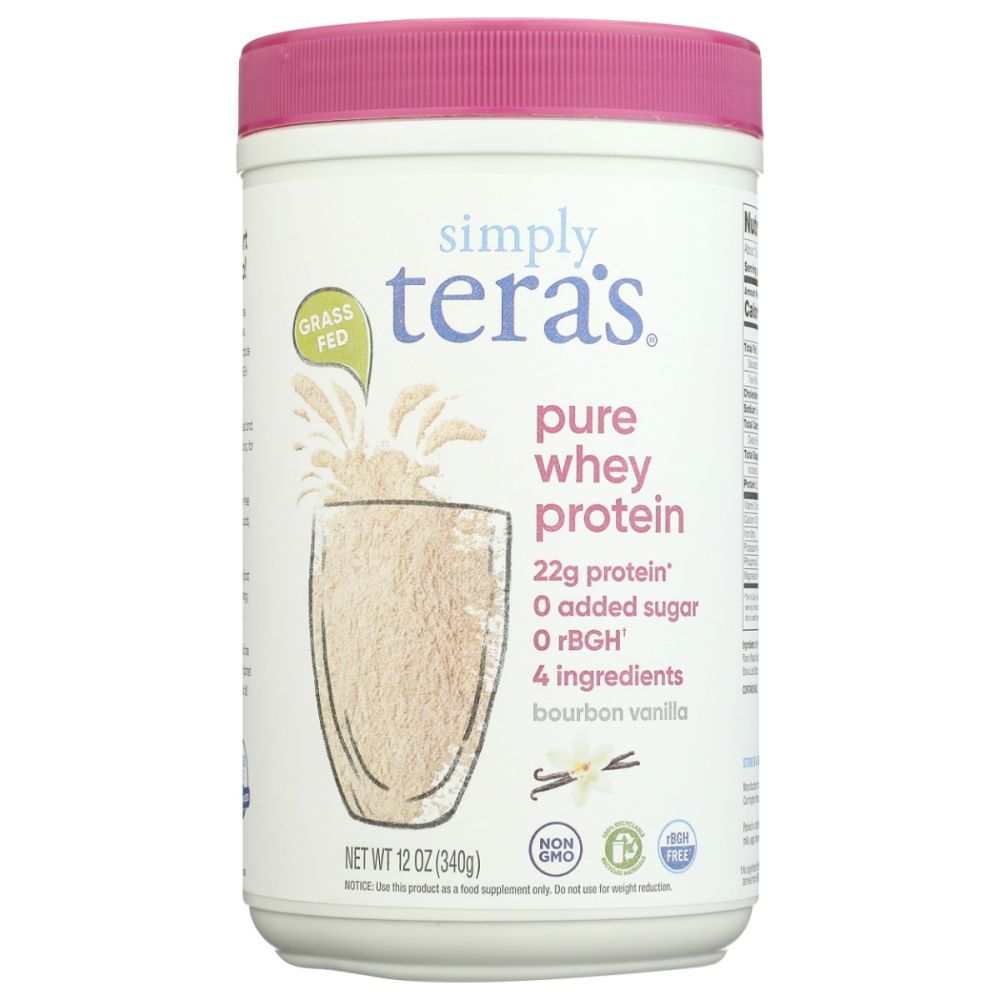 SIMPLY TERAS: Pure Whey Protein Bourbon Vanilla, 12 oz