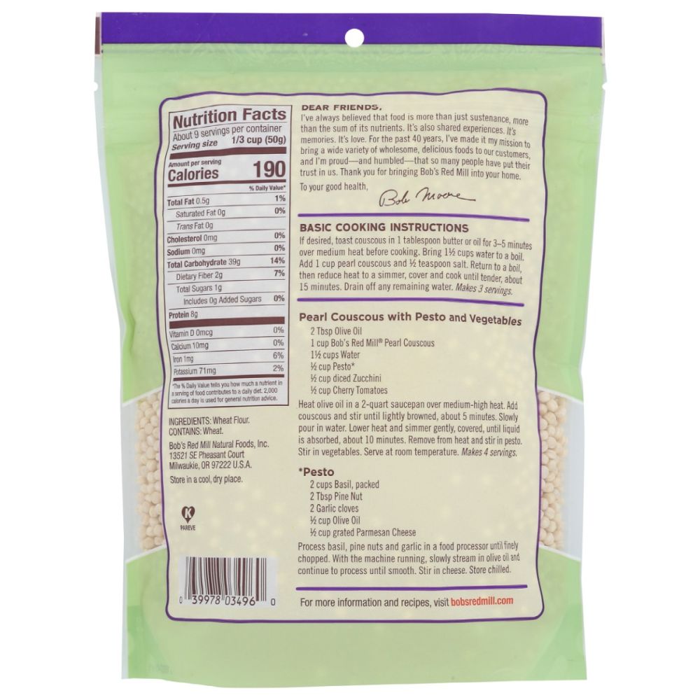 BOBS RED MILL: Traditional Pearl Couscous, 16 oz