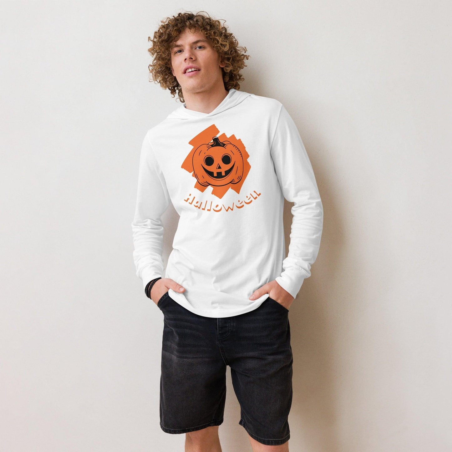 Halloween Jack-o-Lantern Hooded long-sleeve tee
