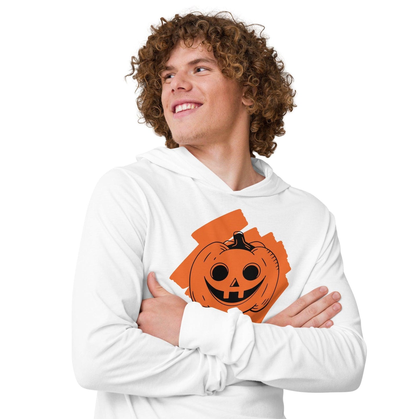 Halloween Pumpkin Jack-o-Lantern Hooded long-sleeve tee