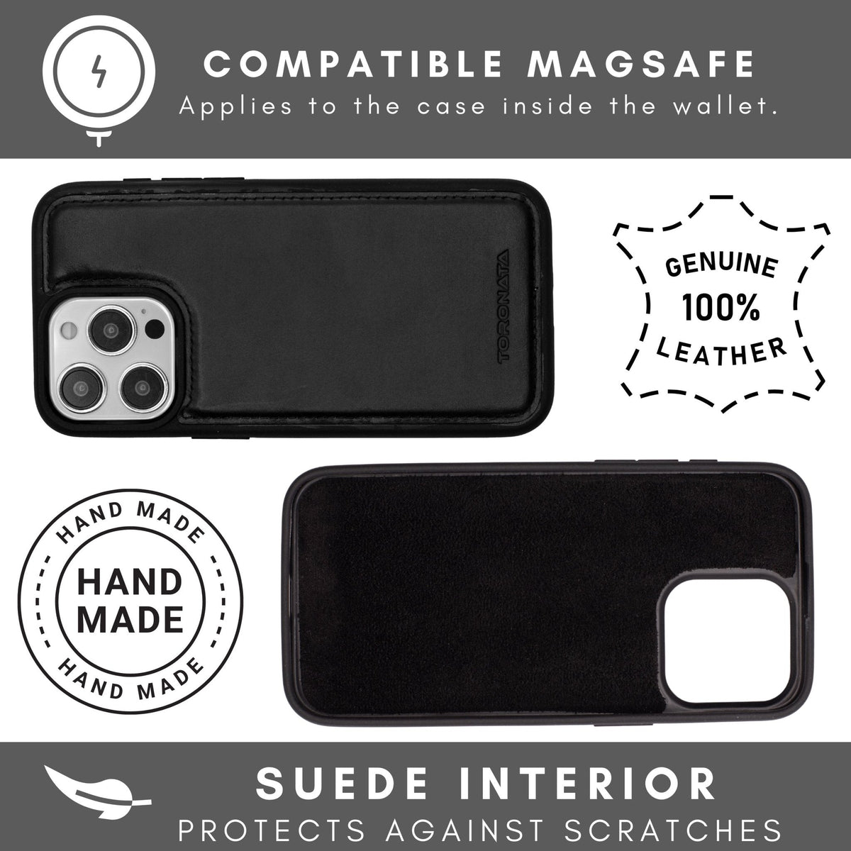 Vegas Premium Leather iPhone 15 Pro Wallet Case with MagSafe | Detachable RFID Blocking Luxury Wallet