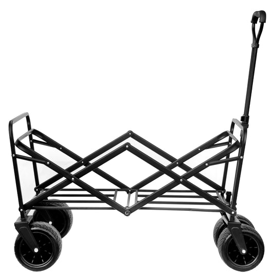 (FedEx pickup only) Collapsible Folding Wagon Utility Outdoor Camping Garden Cart with Adjustable Handle (Blue)