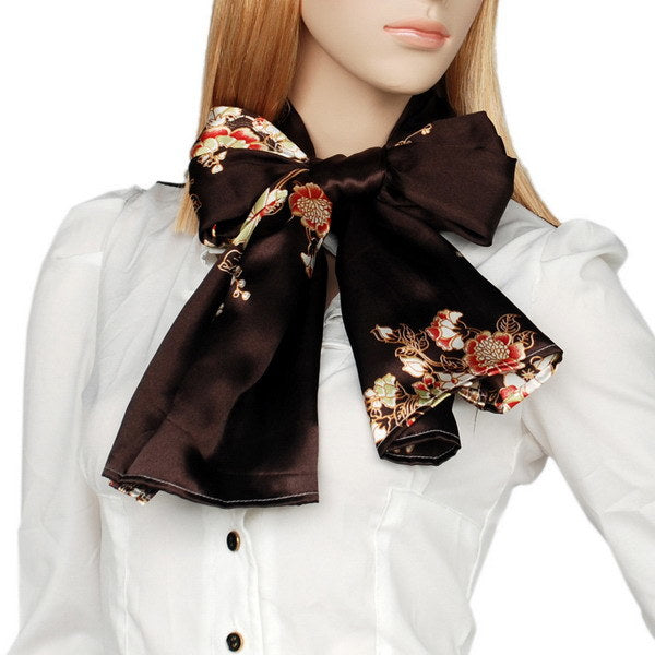 Blando Brown Flowers Floral Patterns Exquisitely Elegant comfy Silk Scarf/Wrap/Shawl(Small)