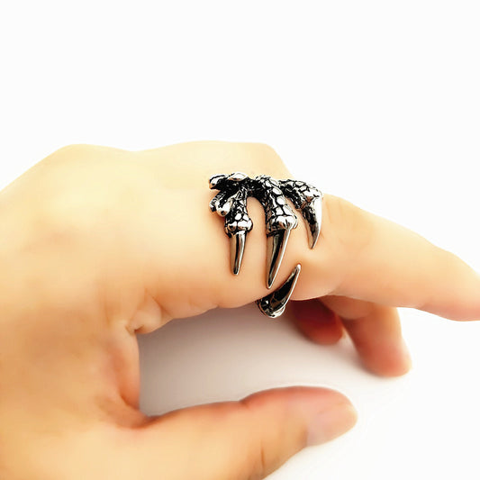 Claw Rings Punk Dragon Eagle Claw High Quality Alloy Casting Black Open Ring for Men and Women