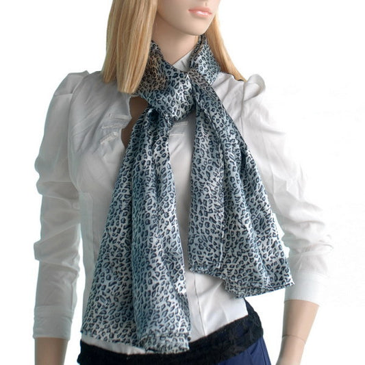 Blando Light Blue Leopard Stylish Delicately Soft Silky Scarf/Wrap/Shawl(Large)
