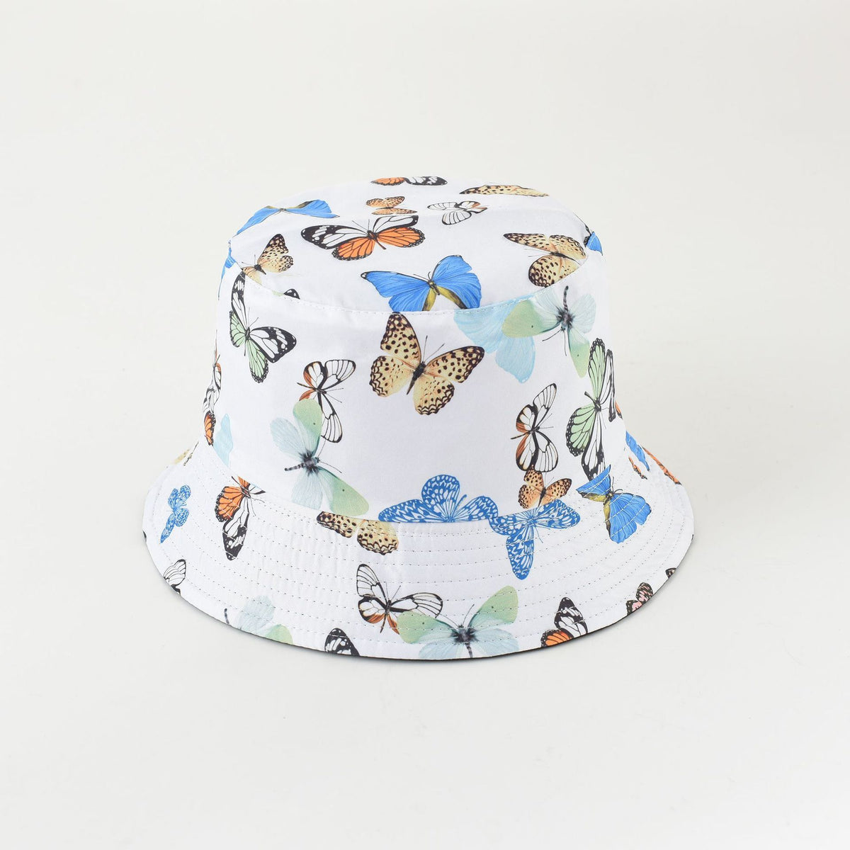 New hat spring and summer new leaves butterfly double-sided wearing fisherman hat basin hat leisure travel sun hat
