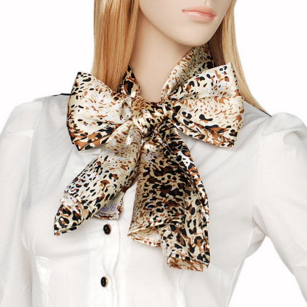 Blando Gold Flowing Leopard Design Elegant Exquisitely Soft Silk Scarf/Wrap/Shawl(Small)