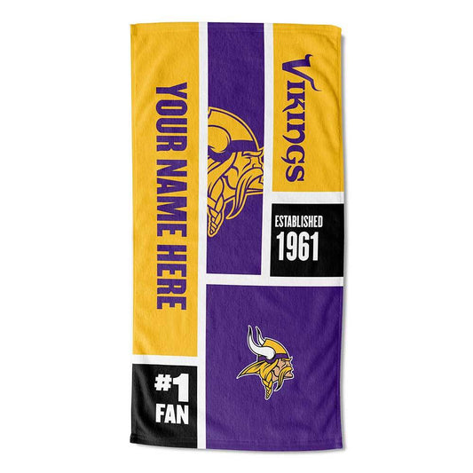 [Personalization Only] Vikings Colorblock Personalized Beach Towel