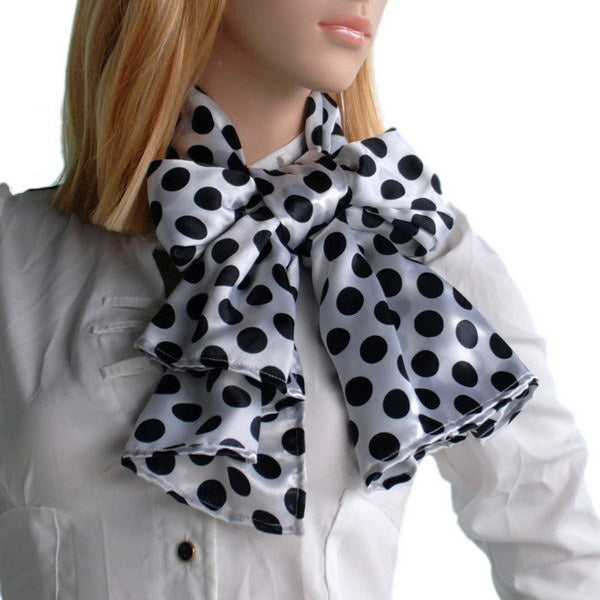 Blando Lovely Black Spots & White Base Design Super Soft Silk Scarf/Wrap/Shawl(Large)