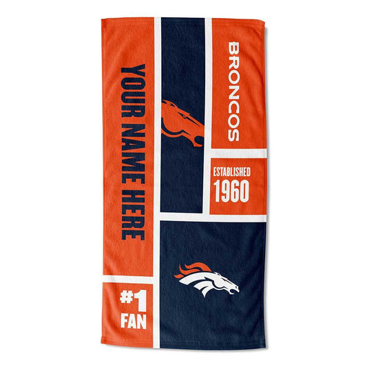 [Personalization Only] Broncos Colorblock Personalized Beach Towel