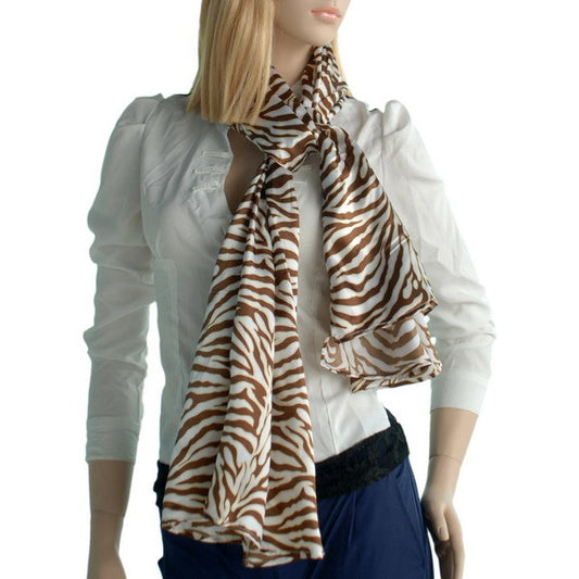 Blando Brown Funky Zebra Animal Pattern super soft Silk Scarf/Wrap/Shawl(Large)