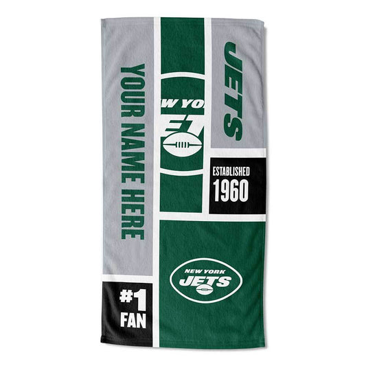 [Personalization Only] Jets Colorblock Personalized Beach Towel