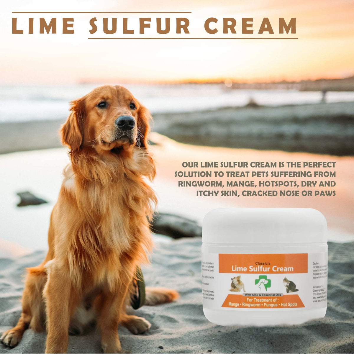 Lime Sulfur Pet Skin Cream - Pet Care and Veterinary Treatment for Itchy and Dry Skin - Safe Solution for Dog; Cat; Puppy; Kitten; Horse…