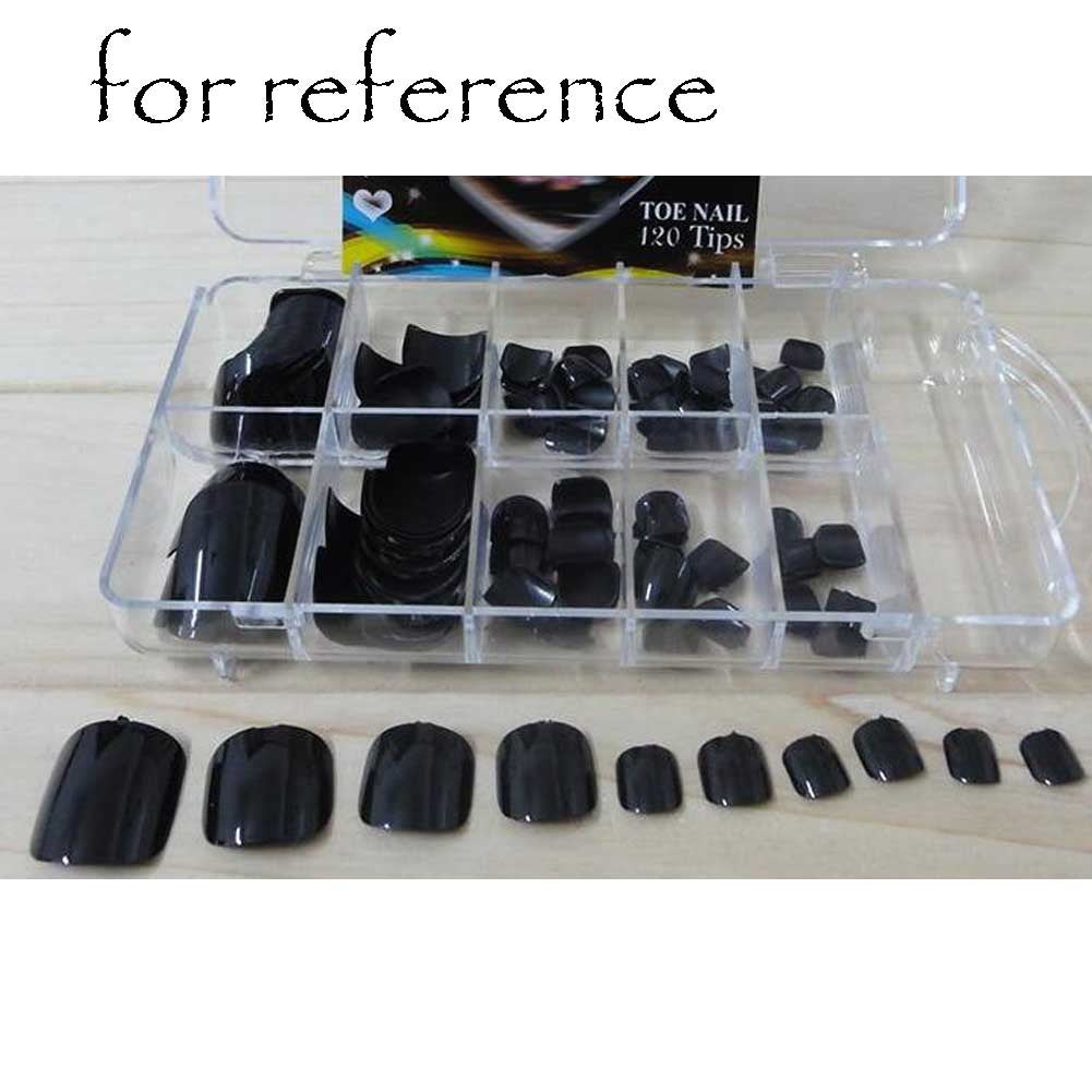 1 Box - 120 Pieces Artificial Nails Black False Toenails Nail Decoration