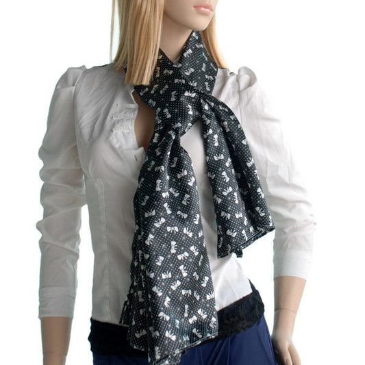 Blando Black Lovely Bowknot Design Natural Elegant Silk Scarf/Wrap/Shawl(Large)