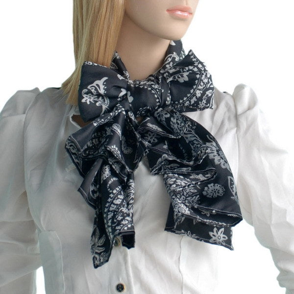 Blando Black Flower and Paisley Noble Decent Soft Natural Silk Scarf/Wrap/Shawl(Small)