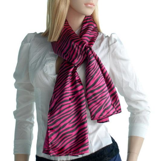 Blando Fushcia Funky Zebra Animal Pattern super soft Silk Scarf/Wrap/Shawl(Small)