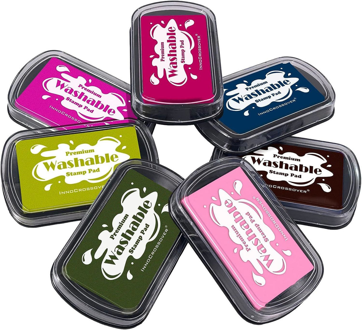 7 Washable Ink Pads for Rubber Stamps; Letter Stamps; Baby Footprint; Fingerprint; Stamp Pads For Kids on Scrapbooking; Card Making Supplies- Large Safe Non-Toxic Ink Pad(7 Pack)