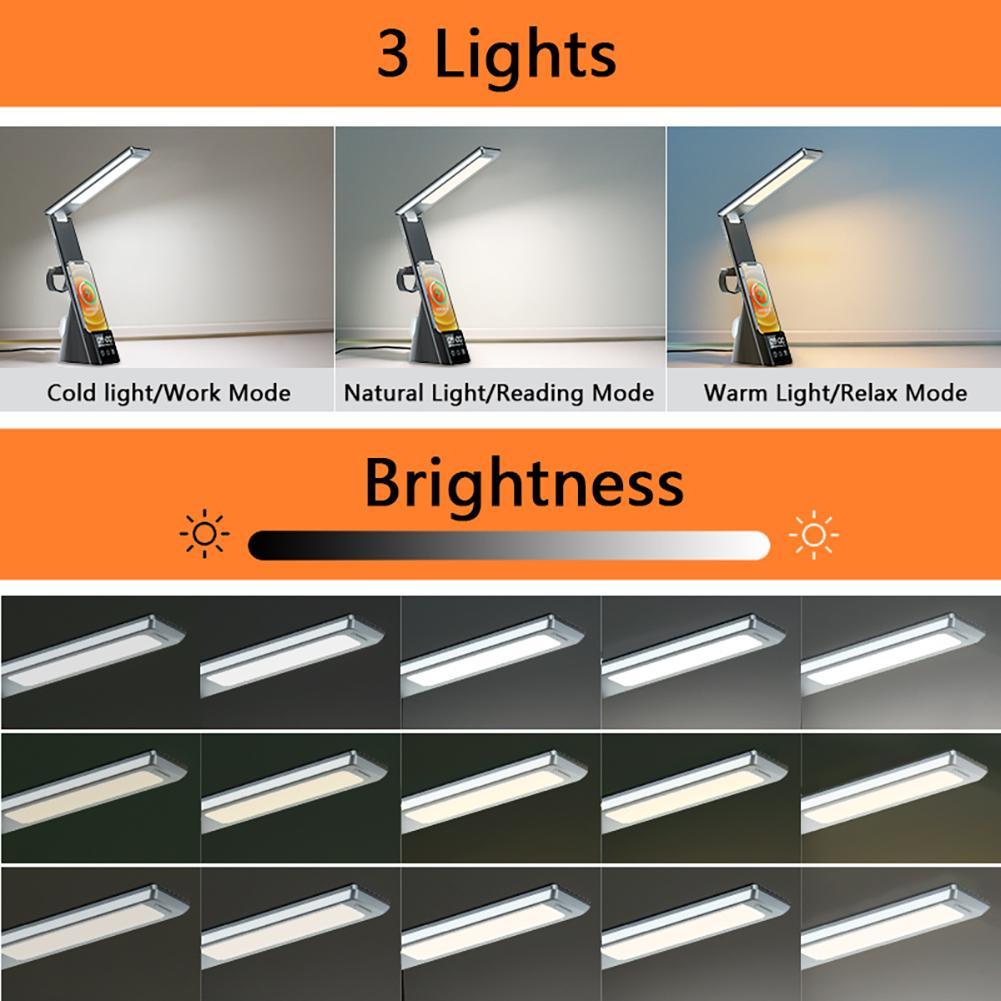 Led Table Lamp 15w Wireless Charger Compatible For Iwatch Airpods Fast Charging Station Multi-functional Clock Charge Dock Stand