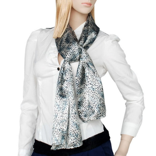 Blando Simple & Decent Cold Blue Tone Leopard Print Fashion Silk Scarf/Wrap/Shawl(Small)