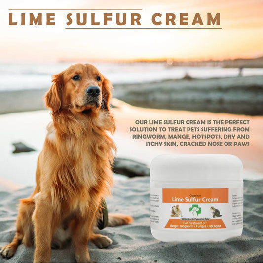 Lime Sulfur Pet Skin Cream - Pet Care and Veterinary Treatment for Itchy and Dry Skin - Safe Solution for Dog; Cat; Puppy; Kitten; Horse…